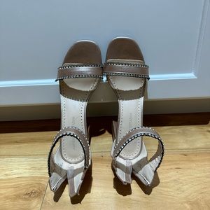 Adrienne Vittadini brand, Pink beige sparkly heels, size 7.